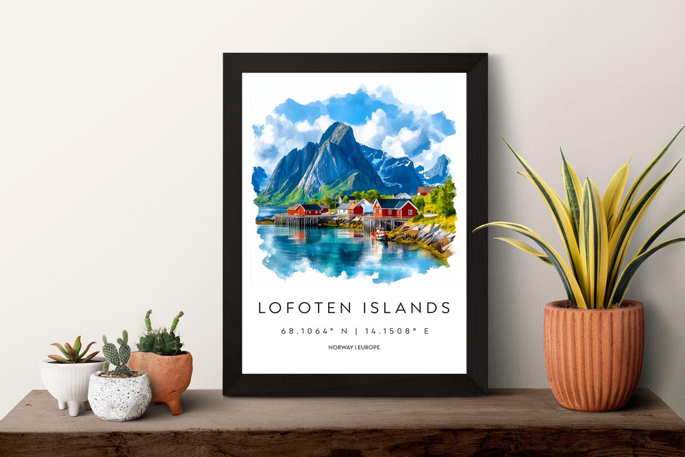 Lofoten Islands Watercolor Poster Wall Art Lofoten Isle Decor Home Décor Lofoten Islands Gift Norway Art Lover Gift, Travel Souvenir