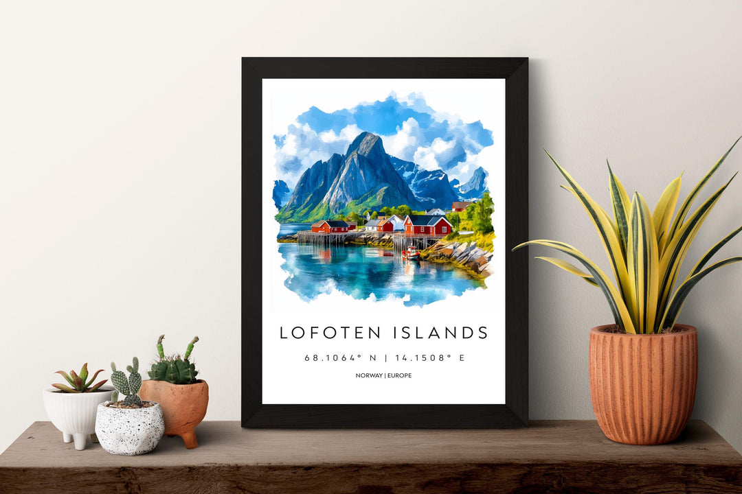 Lofoten Islands Watercolor Poster Wall Art Lofoten Isle Decor Home Décor Lofoten Islands Gift Norway Art Lover Gift, Travel Souvenir