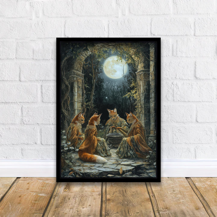 Fox Masked Dancers Print | Vintage Cottagecore Forest Art