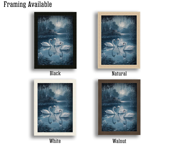 Swans of the Lake Print: Vintage Cottagecore Nature Art