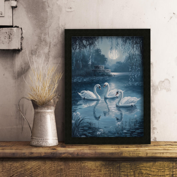 Swans of the Lake Print: Vintage Cottagecore Nature Art