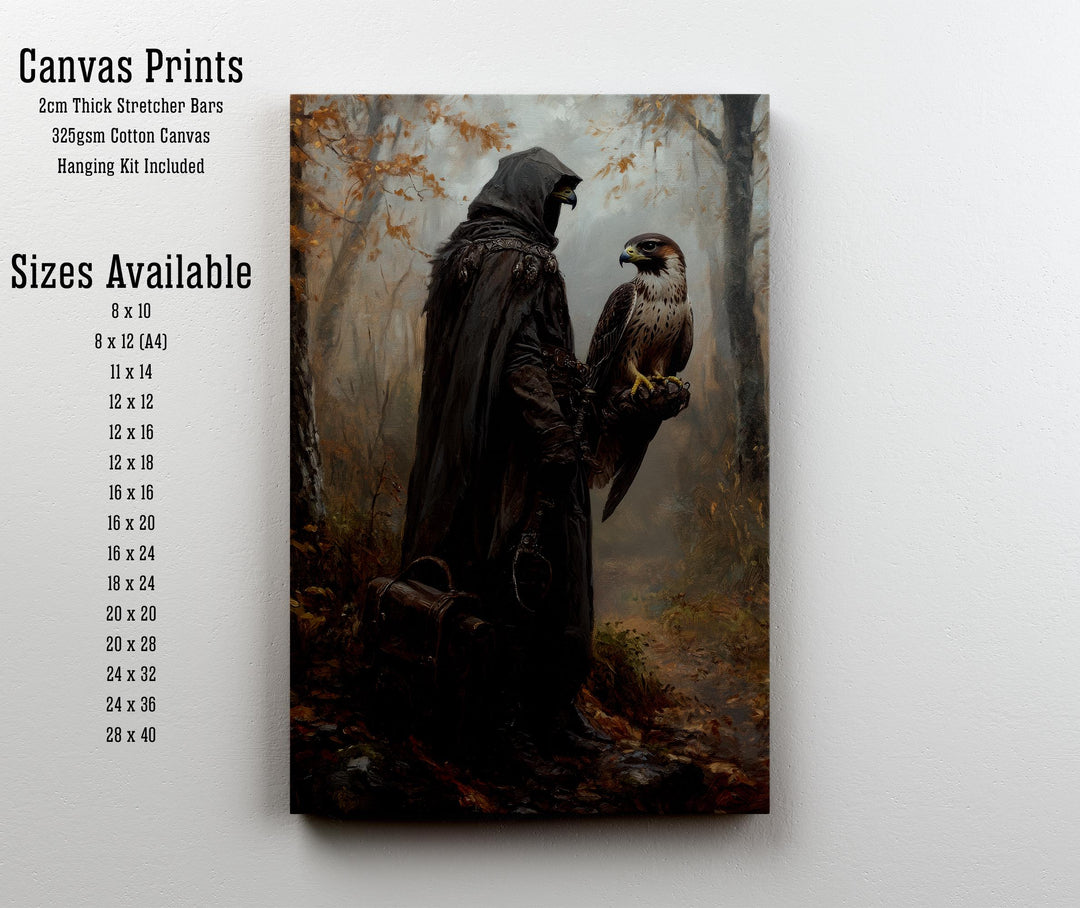 Falconer & Hawk Vintage Art Print, Cottagecore Dark Academia