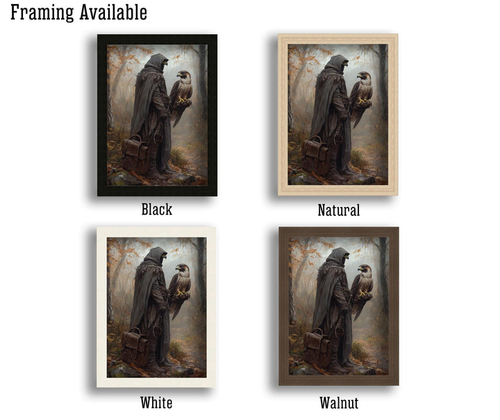 Falconer & Hawk Vintage Art Print, Cottagecore Dark Academia