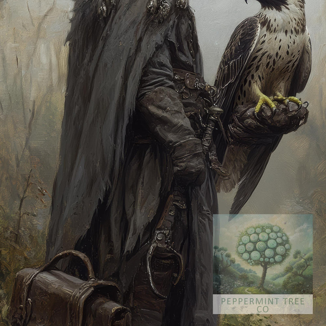 Falconer & Hawk Vintage Art Print, Cottagecore Dark Academia