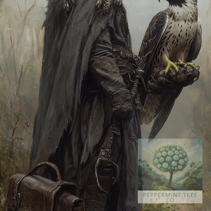 Falconer & Hawk Vintage Art Print, Cottagecore Dark Academia
