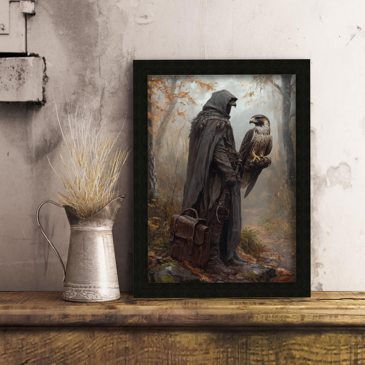 Falconer & Hawk Vintage Art Print, Cottagecore Dark Academia