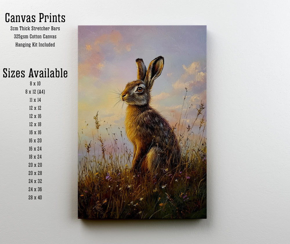 Hare in a Meadow Cottagecore Print Poster Vintage Nature Art Dark Academia Wall Decor Antique Illustration Enchanted Woodland Cottagecore