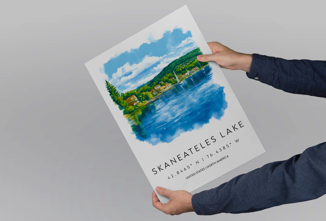 Skaneateles Lake Watercolor Poster Wall Art Skaneateles Decor Home Décor Skaneateles Lake Gift USA Art Lover Gift, Travel Souvenir Print