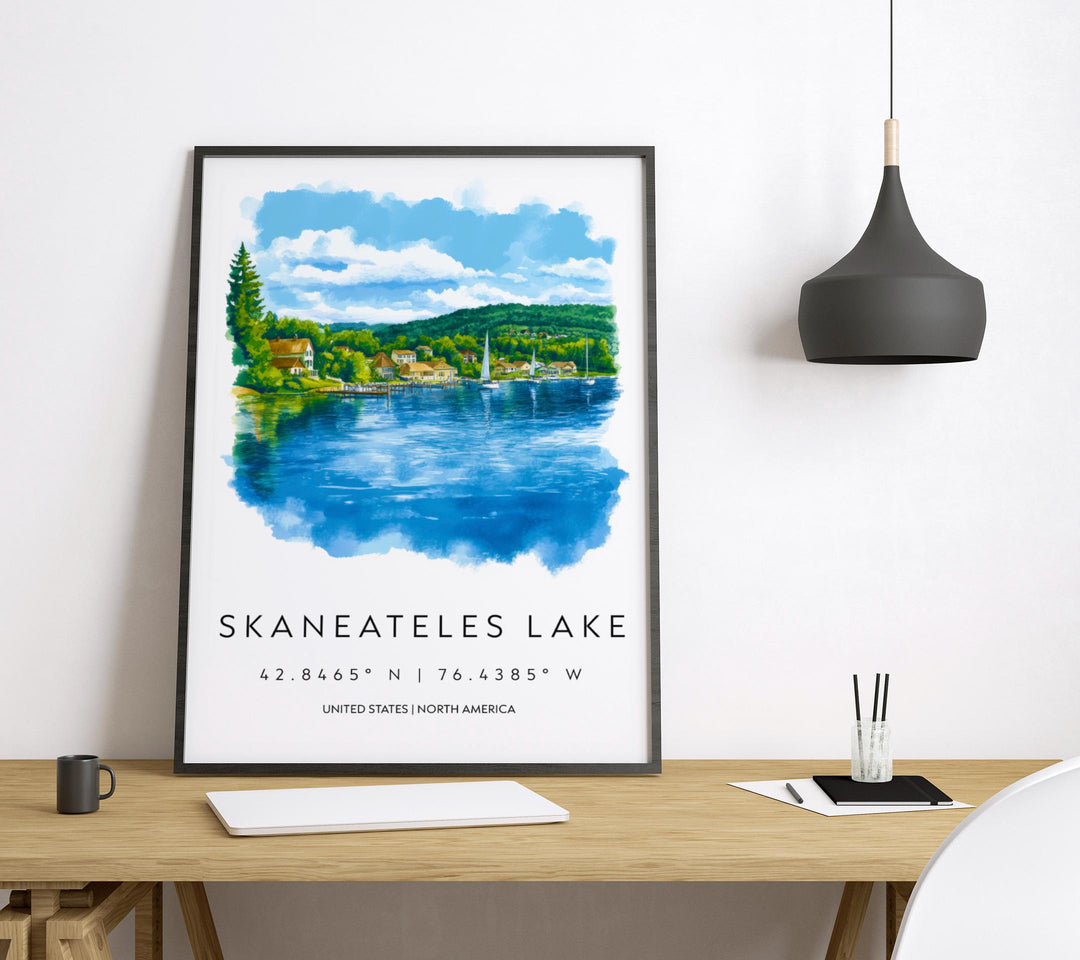 Skaneateles Lake Watercolor Poster Wall Art Skaneateles Decor Home Décor Skaneateles Lake Gift USA Art Lover Gift, Travel Souvenir Print