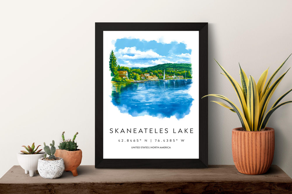 Skaneateles Lake Watercolor Poster Wall Art Skaneateles Decor Home Décor Skaneateles Lake Gift USA Art Lover Gift, Travel Souvenir Print