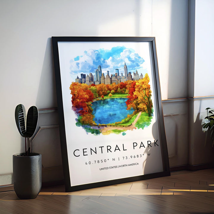 Central Park Watercolor Poster Wall Art Central Park Decor Home Décor Central Park Gift USA Art Lover Gift, Travel Souvenir Print