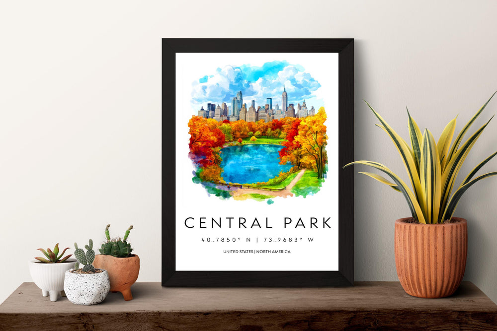 Central Park Watercolor Poster Wall Art Central Park Decor Home Décor Central Park Gift USA Art Lover Gift, Travel Souvenir Print
