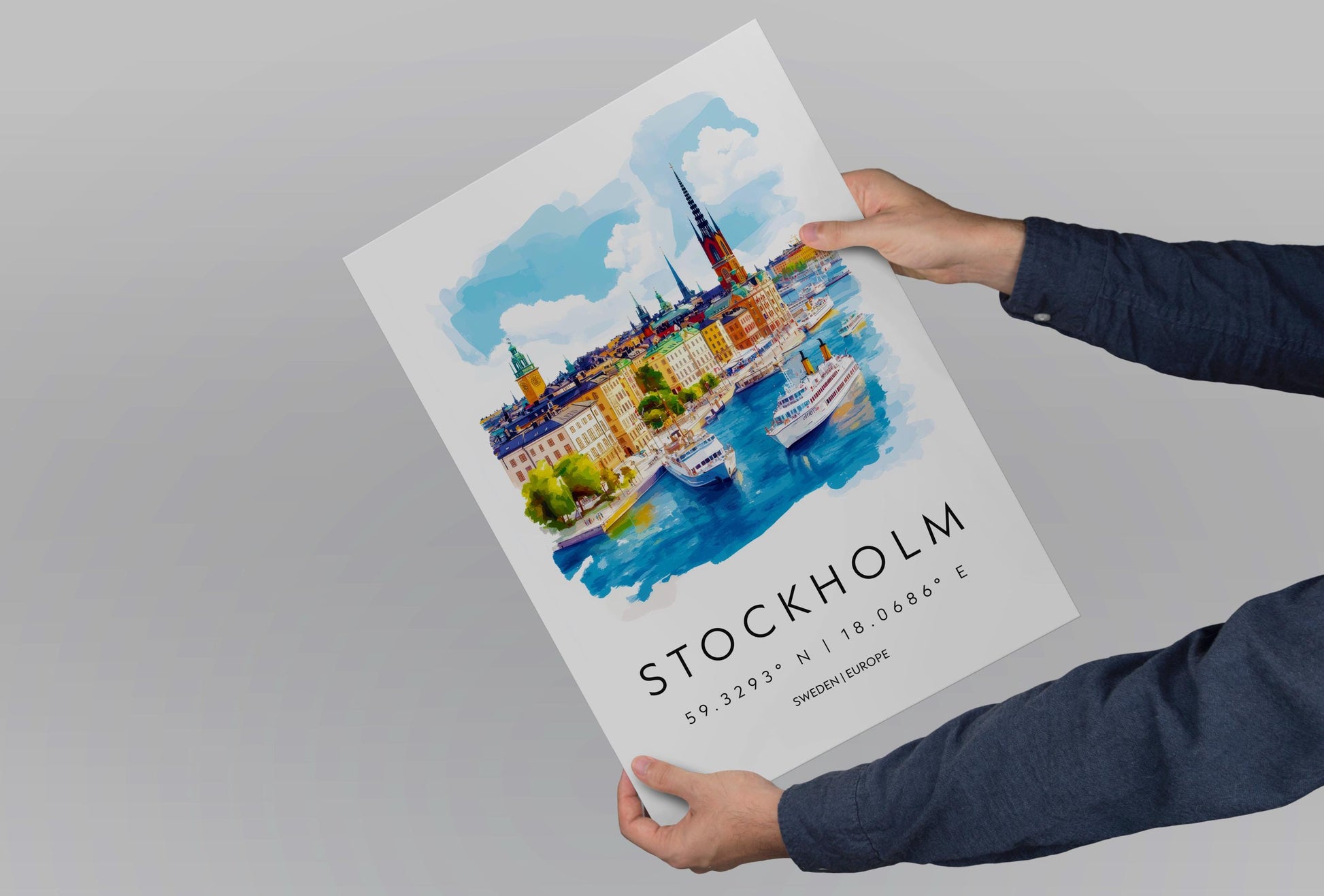 Stockholm Watercolor Poster Wall Art Stockholm Wall Hanging Home Décor Stockholm Gift Art Lovers Sweden Art Lover Gift