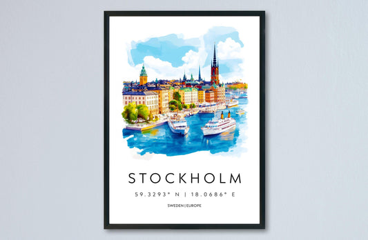Stockholm Watercolor Poster Wall Art Stockholm Wall Hanging Home Décor Stockholm Gift Art Lovers Sweden Art Lover Gift