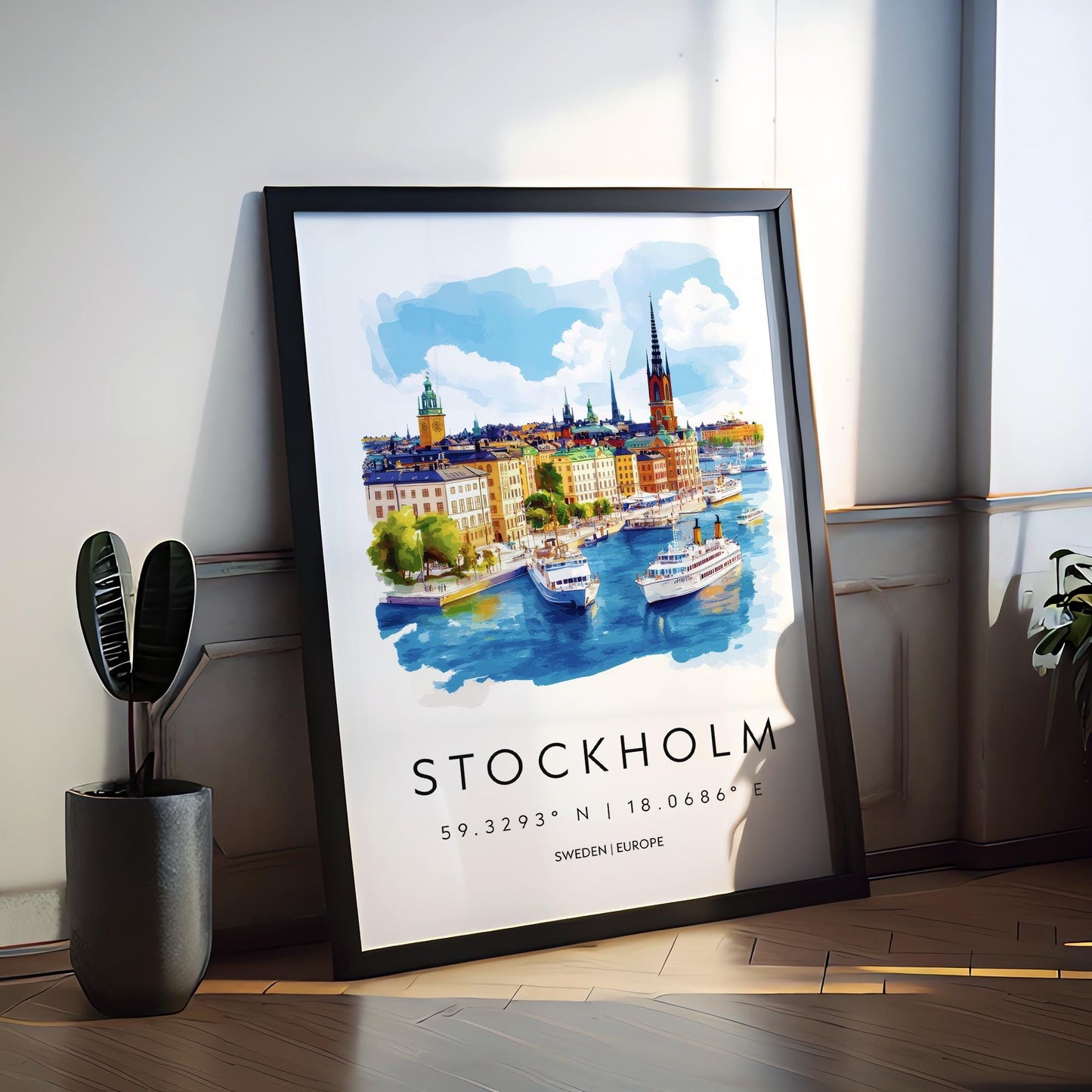 Stockholm Watercolor Poster Wall Art Stockholm Wall Hanging Home Décor Stockholm Gift Art Lovers Sweden Art Lover Gift