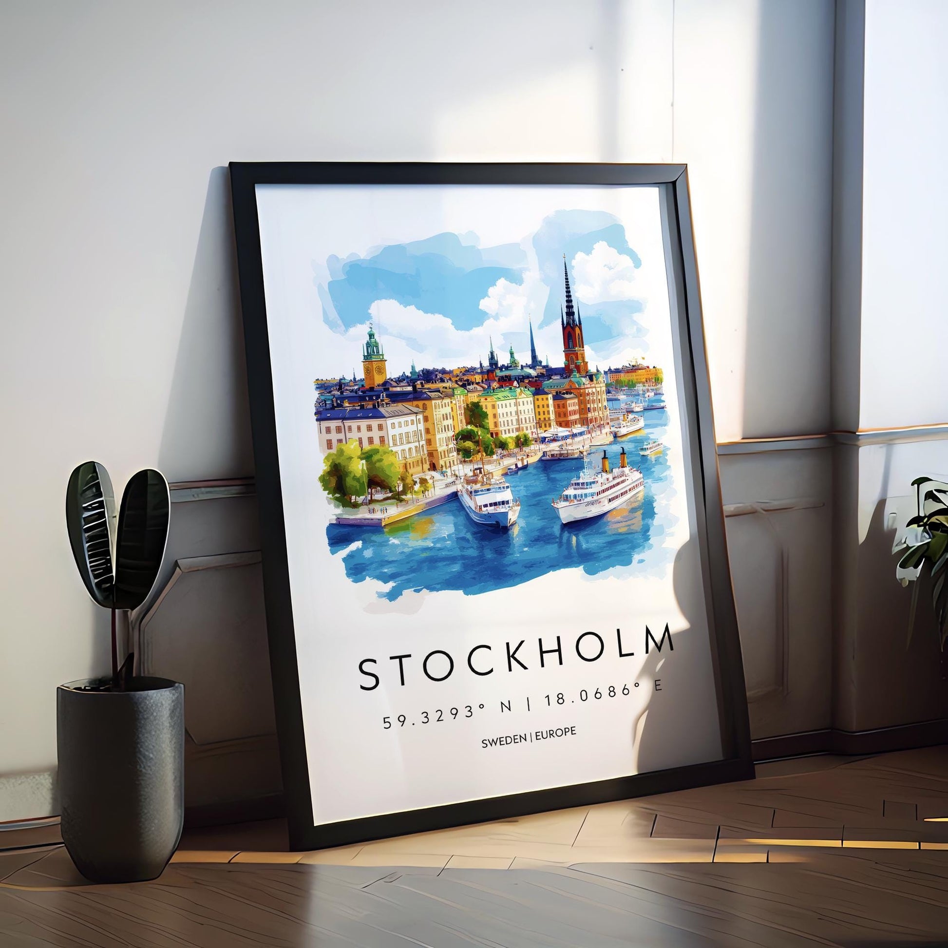 Stockholm Watercolor Poster Wall Art Stockholm Wall Hanging Home Décor Stockholm Gift Art Lovers Sweden Art Lover Gift
