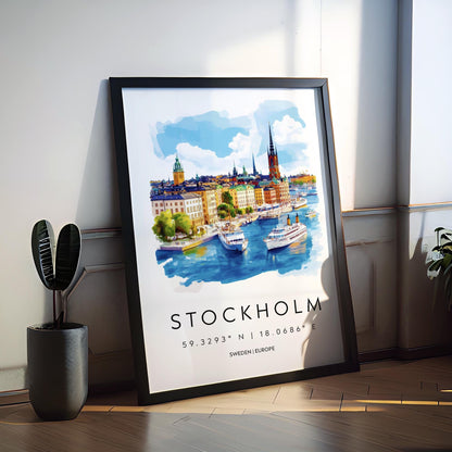 Stockholm Watercolor Poster Wall Art Stockholm Wall Hanging Home Décor Stockholm Gift Art Lovers Sweden Art Lover Gift