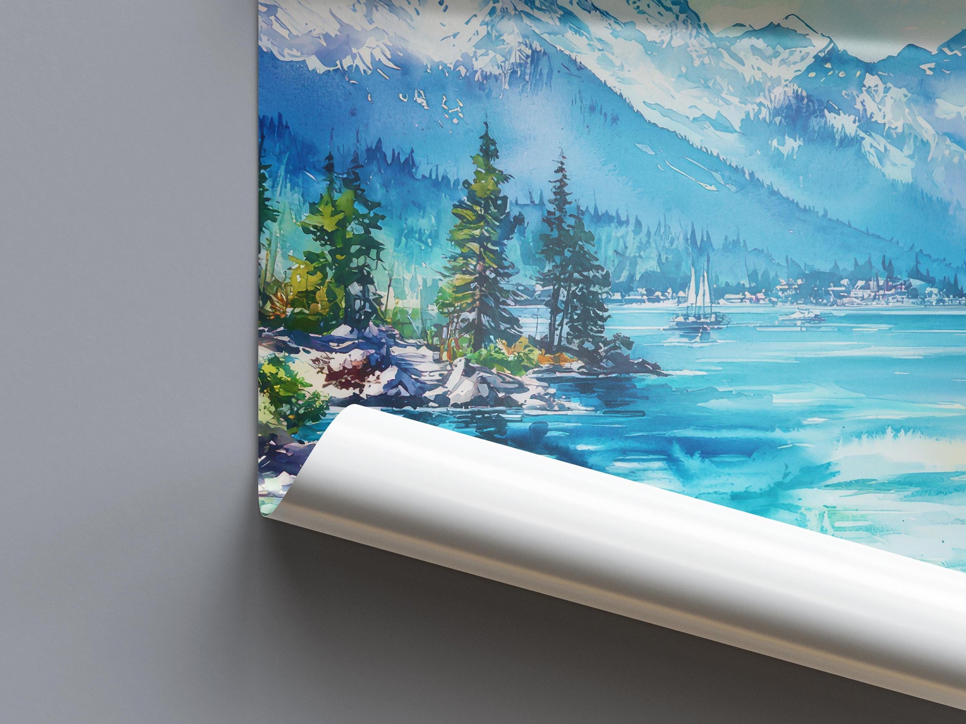 Lake Tahoe Watercolor Poster Wall Art Lake Tahoe Wall Hanging Home Décor Lake Tahoe Gift Art Lovers California Art Lover Gift Nevada art