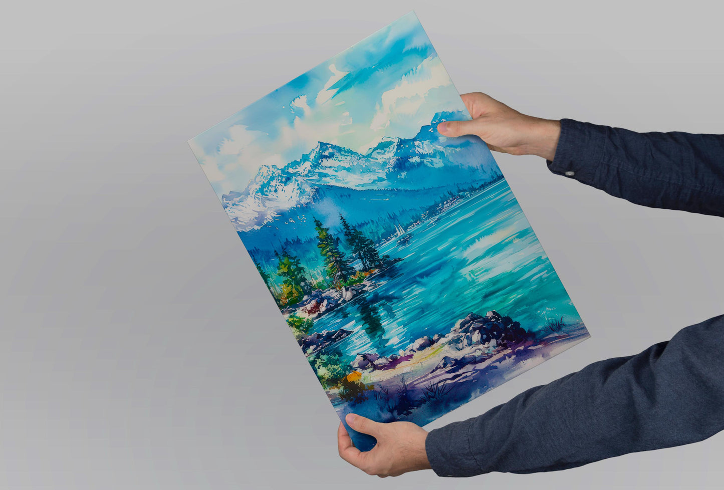 Lake Tahoe Watercolor Poster Wall Art Lake Tahoe Wall Hanging Home Décor Lake Tahoe Gift Art Lovers California Art Lover Gift Nevada art