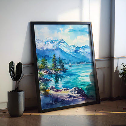 Lake Tahoe Watercolor Poster Wall Art Lake Tahoe Wall Hanging Home Décor Lake Tahoe Gift Art Lovers California Art Lover Gift Nevada art