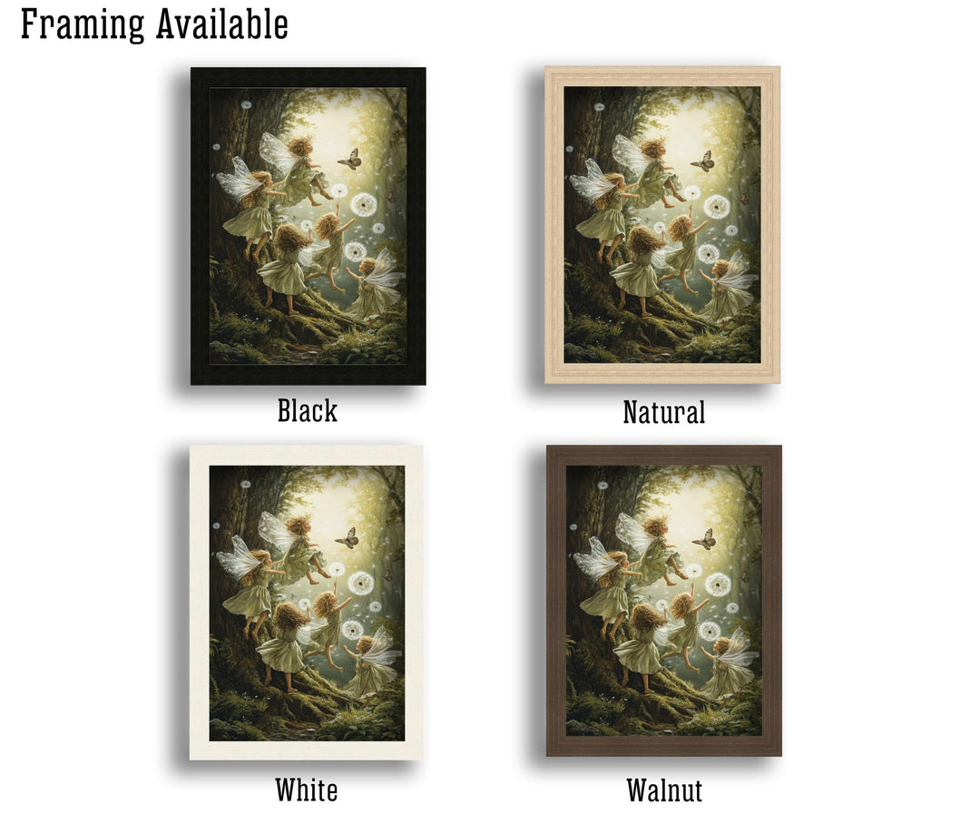 Dandelion Fairies Vintage Art Print - Cottagecore Illustration