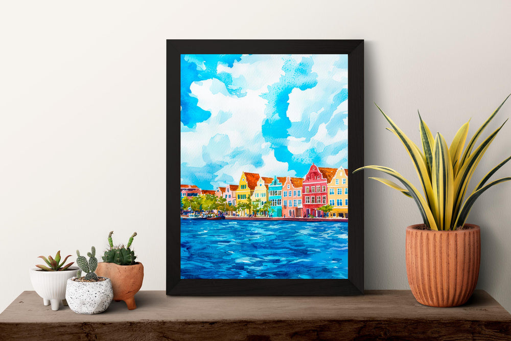 Curaçao watercolor poster Wall Art Curaçao Wall Hanging Home Décor Curaçao Gift Art Lovers Dutch Caribbean Art Lover Gift Dutch Caribbean