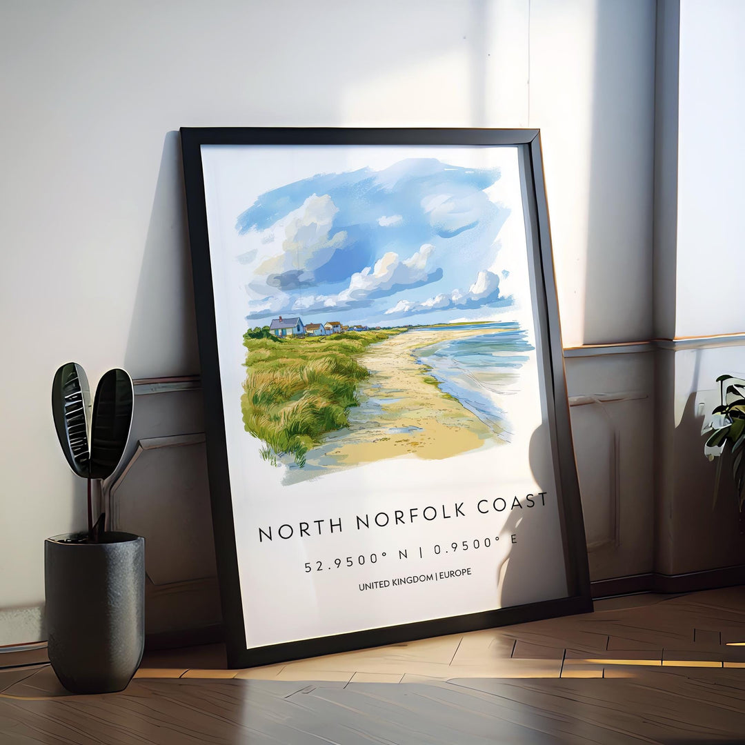 North Norfolk Coast Watercolor Poster Wall Art North Norfolk Decor Home Décor North Norfolk Gift UK Art Lover Gift, Travel Souvenir Print