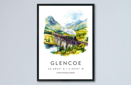 Glencoe Watercolor Poster Wall Art Glencoe Wall Hanging Home Décor Glencoe Gift Art Lovers Scotland Art Lover Gift