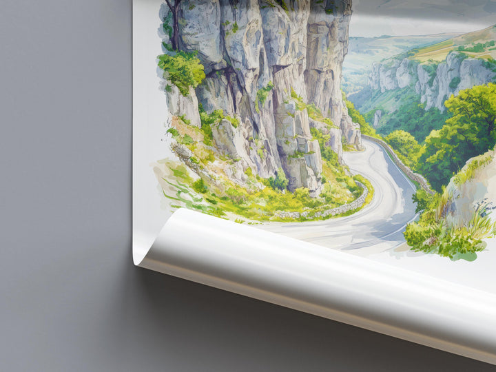 Cheddar Gorge Watercolor Poster Wall Art Cheddar Gorge Decor Home Décor Cheddar Gorge Gift UK Art Lover Gift, Travel Souvenir Print