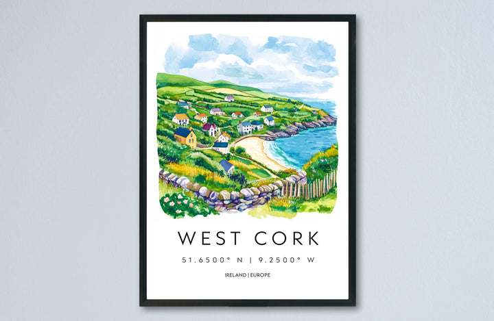 West Cork Watercolor Poster Wall Art West Cork Wall Decor Home Décor West Cork Gift Ireland Art Lover Gift, Travel Souvenir Print