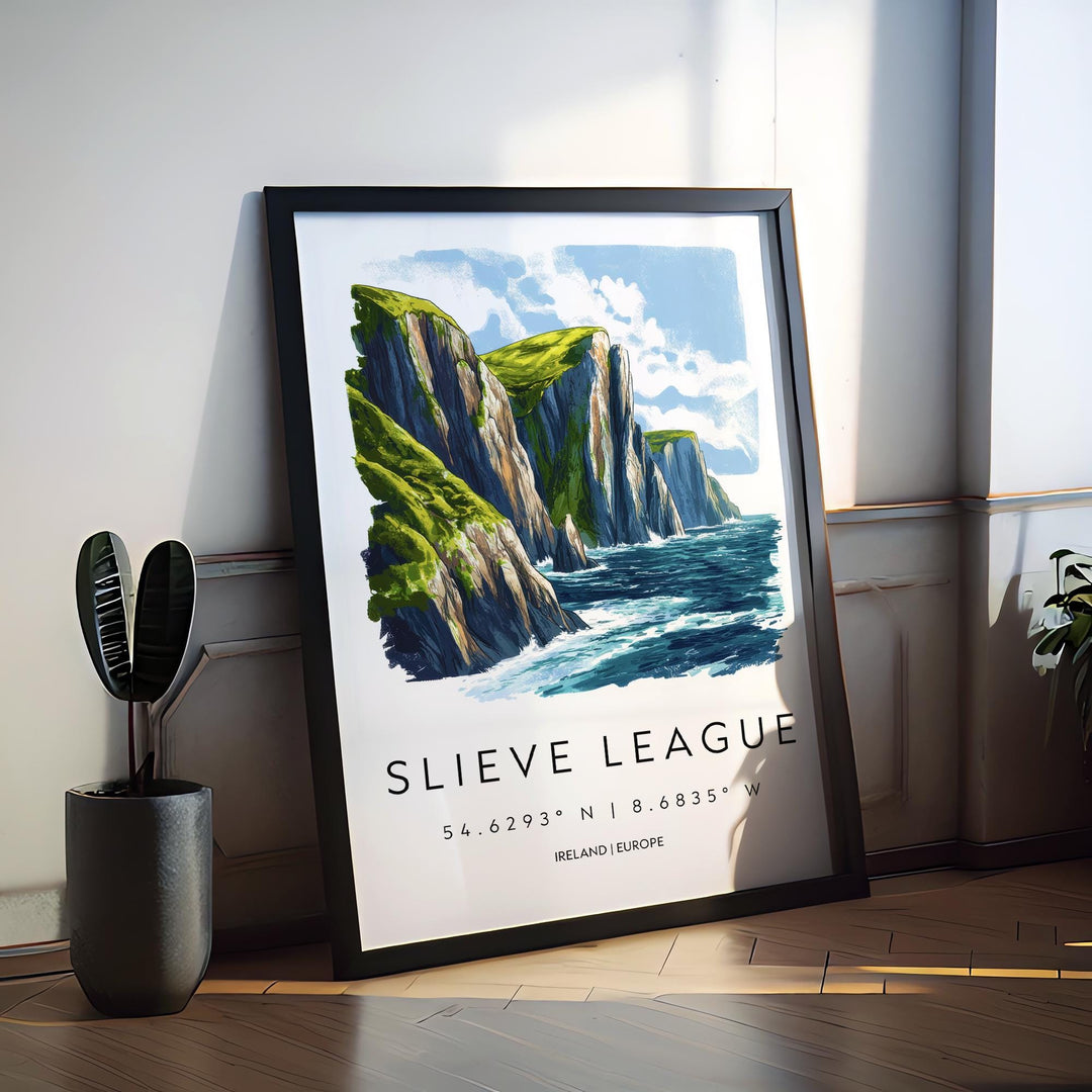 Slieve League Watercolor Poster Wall Art Slieve League Decor Home Décor Slieve League Gift Ireland Art Lover Gift, Travel Souvenir Print