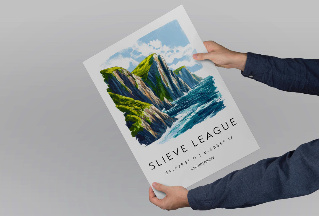 Slieve League Watercolor Poster Wall Art Slieve League Decor Home Décor Slieve League Gift Ireland Art Lover Gift, Travel Souvenir Print