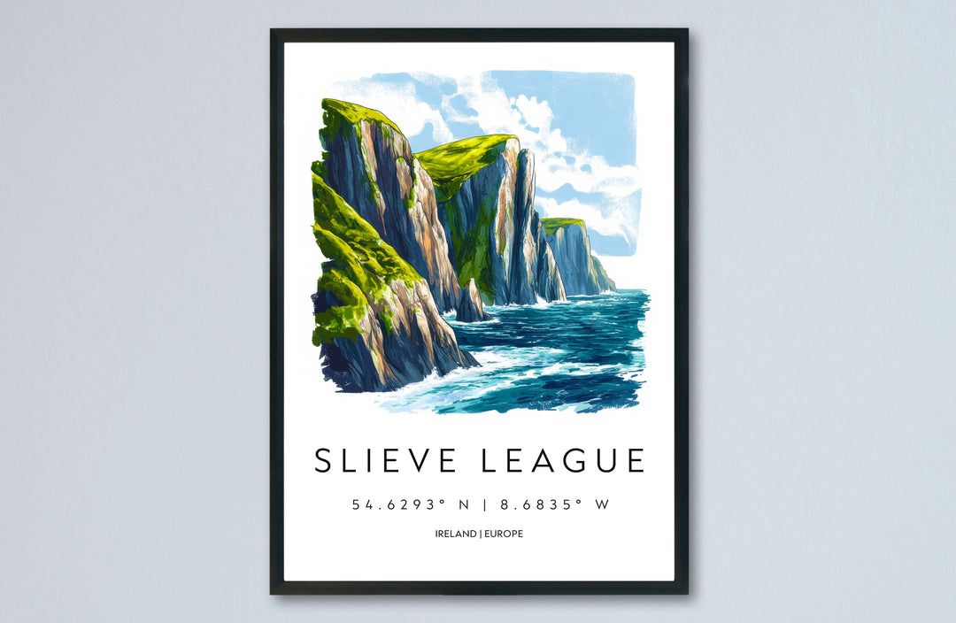 Slieve League Watercolor Poster Wall Art Slieve League Decor Home Décor Slieve League Gift Ireland Art Lover Gift, Travel Souvenir Print