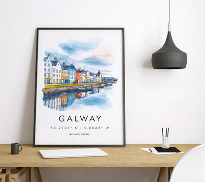 Galway Watercolor Poster Wall Art Galway Wall Decor Home Décor Galway Gift Ireland Art Lover Gift, Travel Souvenir Print