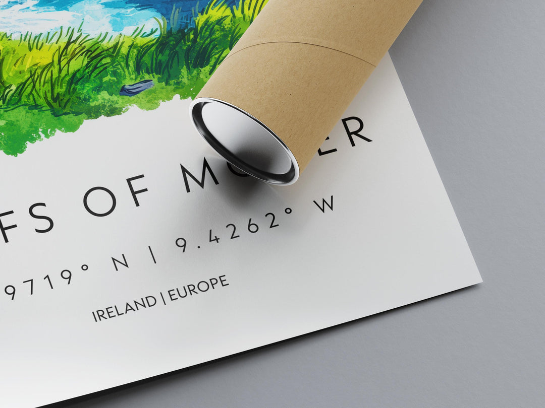 Cliffs of Moher Watercolor Poster Wall Art Cliffs of Moher Wall Decor Home Décor Cliffs of Moher Gift Ireland Art Lover Gift, Travel Print