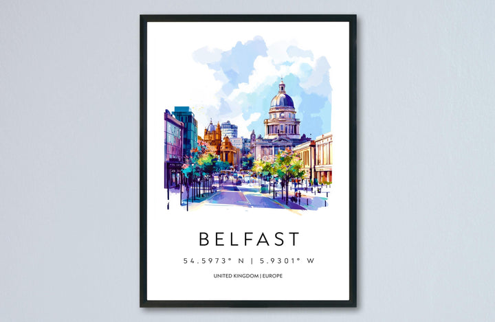 Belfast Watercolor Poster Wall Art Belfast Wall Decor Home Décor Belfast Gift UK Art Lover Gift, Travel Souvenir Print