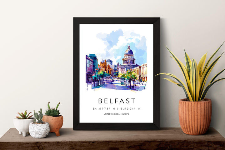 Belfast Watercolor Poster Wall Art Belfast Wall Decor Home Décor Belfast Gift UK Art Lover Gift, Travel Souvenir Print