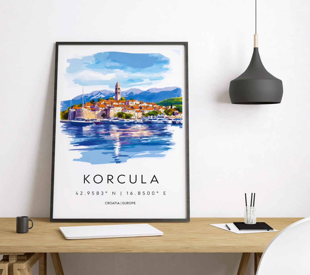 Korcula Watercolor Poster Wall Art Korcula Wall Decor Home Décor Korcula Gift Croatia Art Lover Gift, Travel Souvenir Print