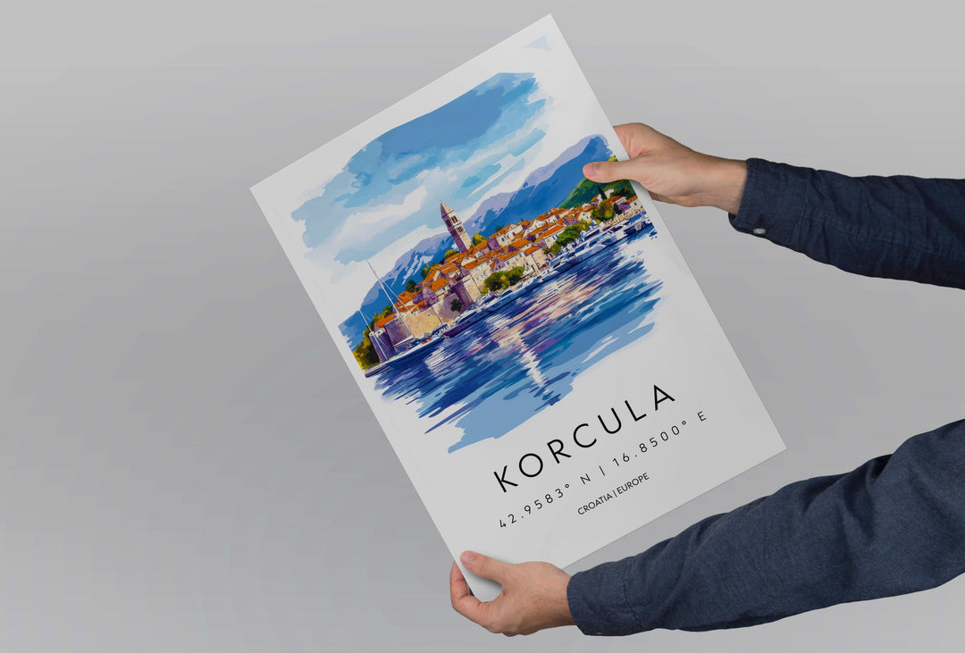 Korcula Watercolor Poster Wall Art Korcula Wall Decor Home Décor Korcula Gift Croatia Art Lover Gift, Travel Souvenir Print