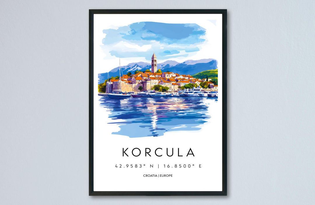 Korcula Watercolor Poster Wall Art Korcula Wall Decor Home Décor Korcula Gift Croatia Art Lover Gift, Travel Souvenir Print