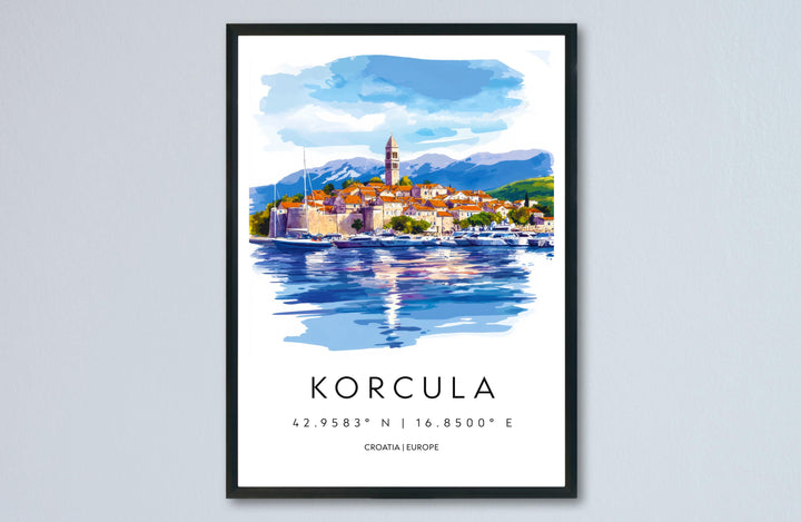 Korcula Watercolor Poster Wall Art Korcula Wall Decor Home Décor Korcula Gift Croatia Art Lover Gift, Travel Souvenir Print