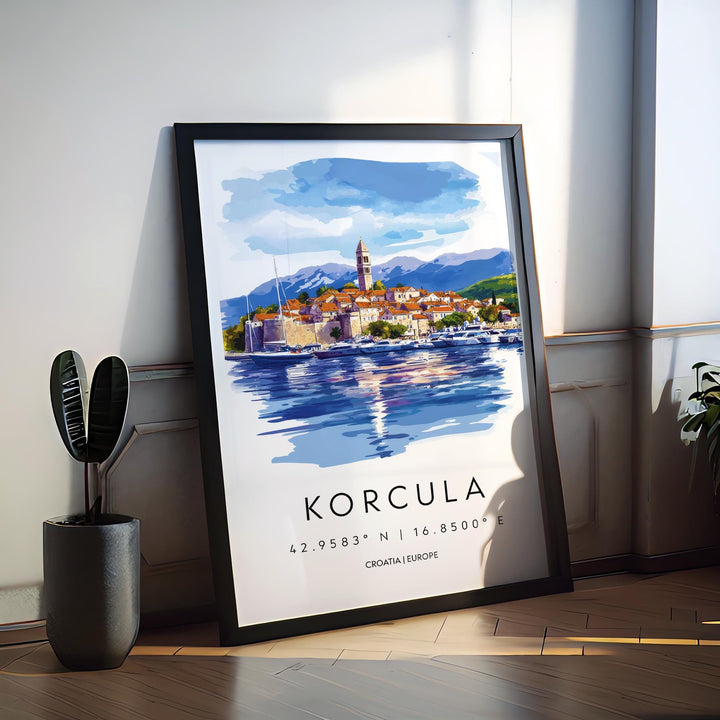Korcula Watercolor Poster Wall Art Korcula Wall Decor Home Décor Korcula Gift Croatia Art Lover Gift, Travel Souvenir Print