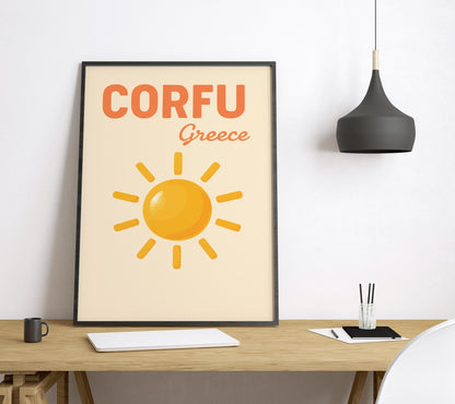 Corfu Preppy Poster Wall Art Corfu Wall Decor Home Décor Corfu Gift Greece Art Lover Gift, Travel Souvenir Print
