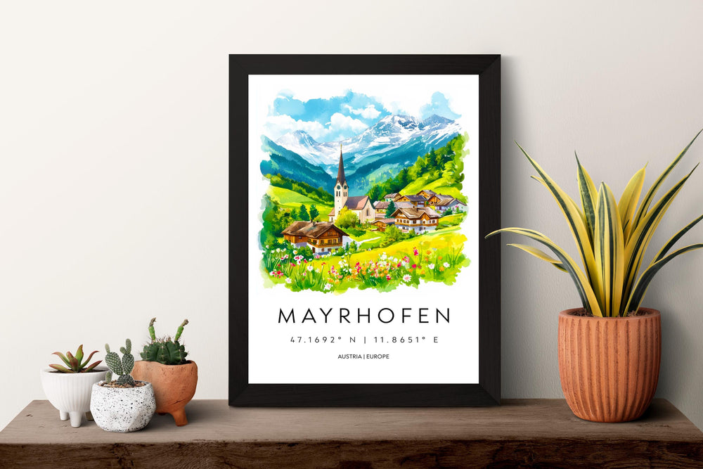 Mayrhofen Watercolor Poster Wall Art Mayrhofen Wall Decor Home Décor Mayrhofen Gift Austria Art Lover Gift, Travel Souvenir Print