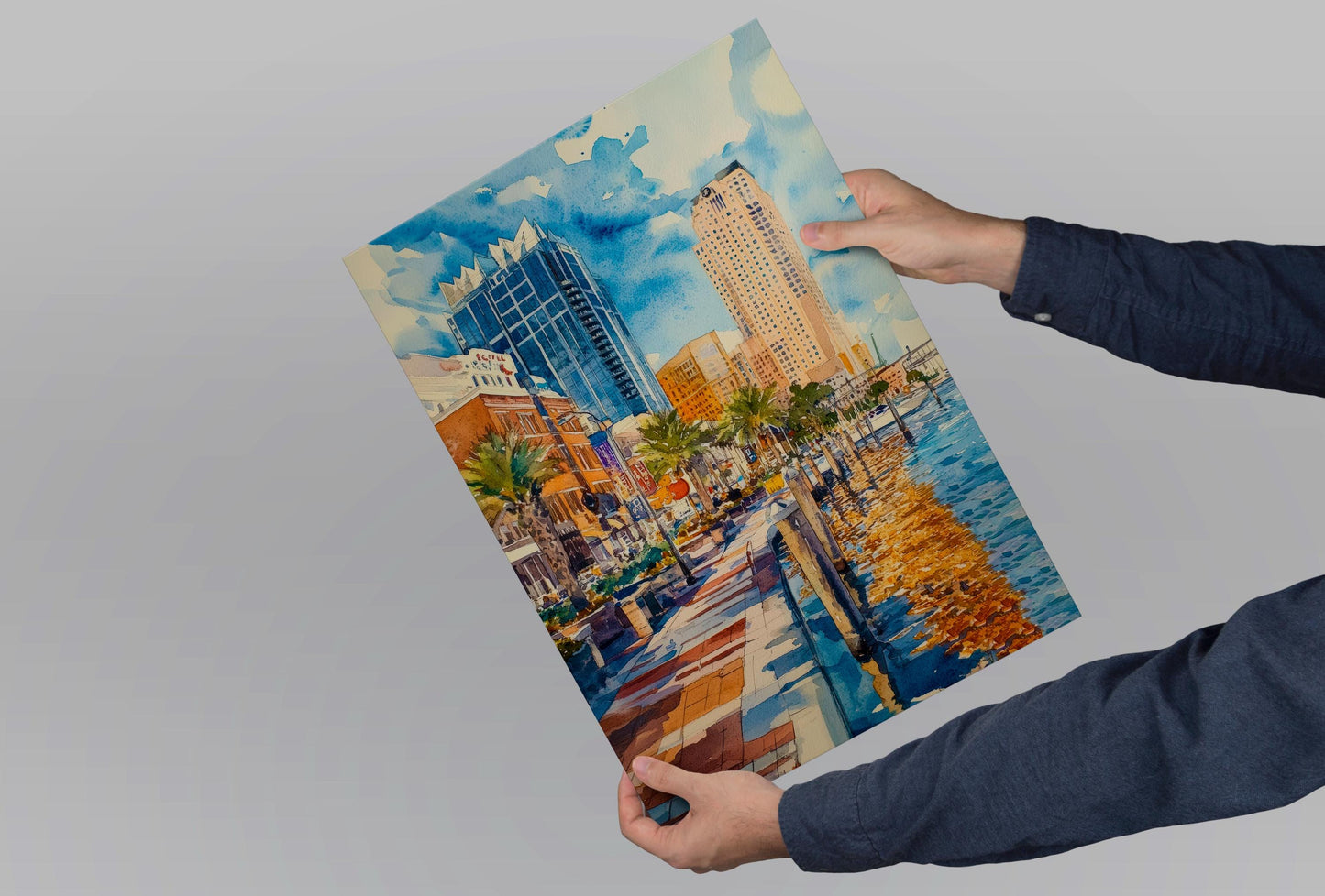 Tampa Watercolor Poster Wall Art Tampa Wall Hanging Home Décor Tampa Gift Art Lovers United States Wall Art