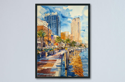 Tampa Watercolor Poster Wall Art Tampa Wall Hanging Home Décor Tampa Gift Art Lovers United States Wall Art