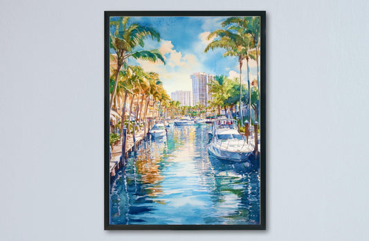 Fort Lauderdale Watercolor Poster Wall Art Fort Lauderdale Wall Hanging Home Décor Fort Lauderdale Gift Art Lovers United States Wall Art