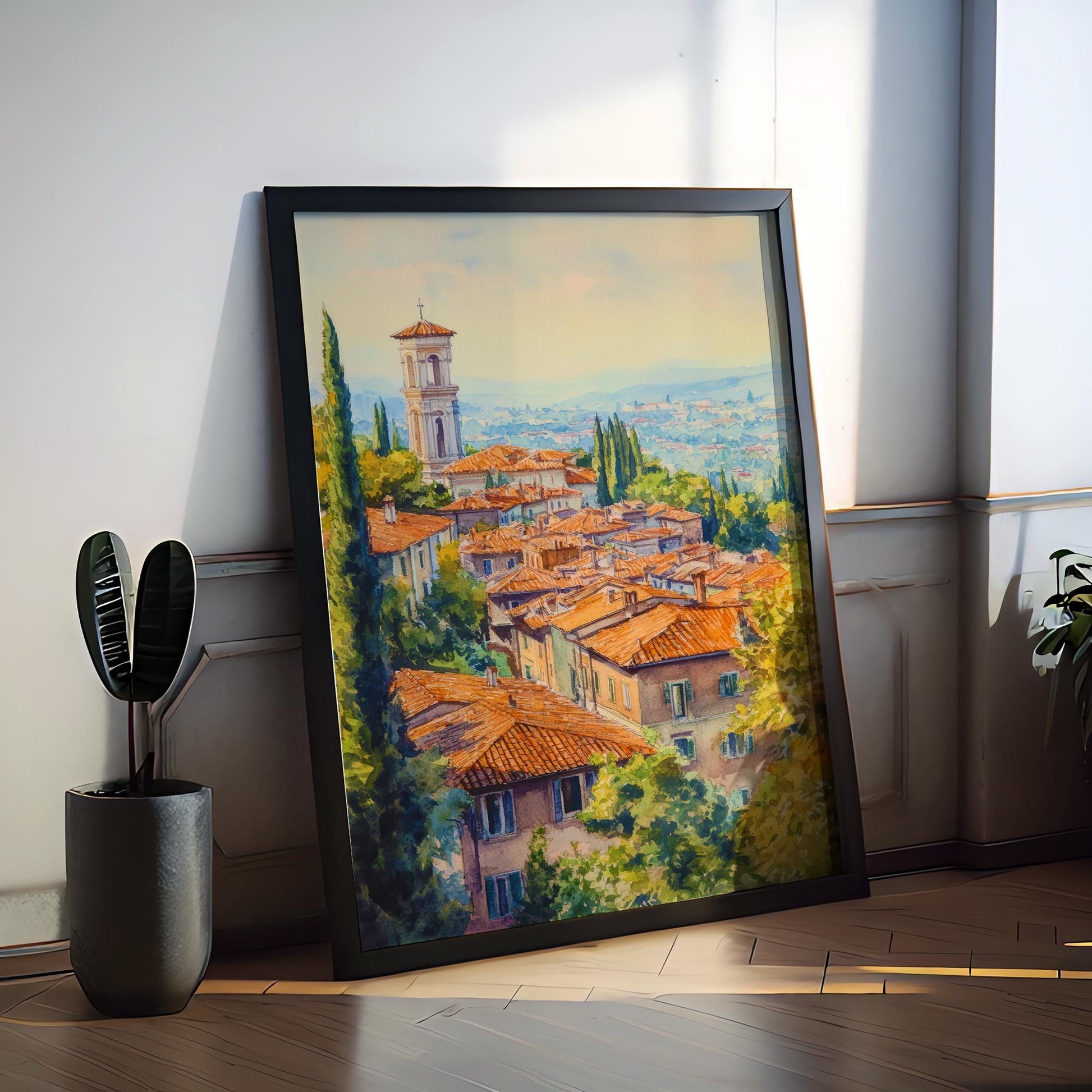 Bergamo Watercolor Poster Wall Art Bergamo Wall Hanging Home Décor Bergamo Gift Art Lovers Italy Art Lover Gift Italy Wall Art