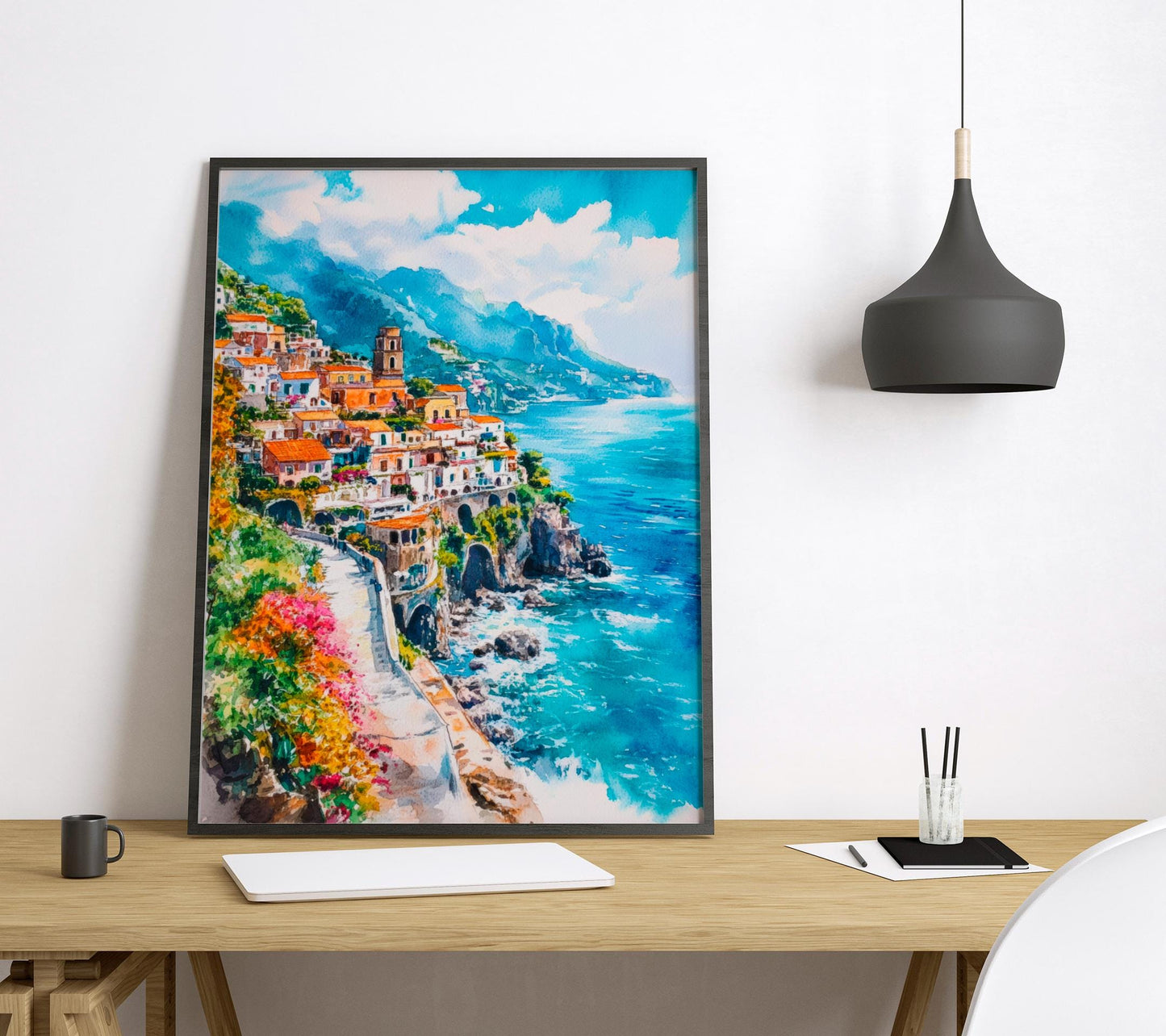Amalfi Coast Watercolor Poster Wall Art Amalfi Coast Wall Hanging Home Décor Amalfi Coast Gift Art Lovers Italy Art Lover Gift Italy Art