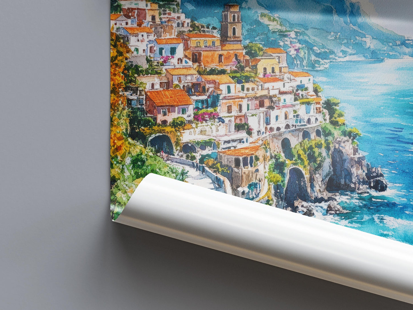 Amalfi Coast Watercolor Poster Wall Art Amalfi Coast Wall Hanging Home Décor Amalfi Coast Gift Art Lovers Italy Art Lover Gift Italy Art